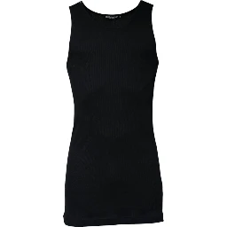 Black Cotton Sleeveless Round Neck Tank T-shirt