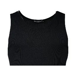 Black Cotton Sleeveless Round Neck Tank T-shirt