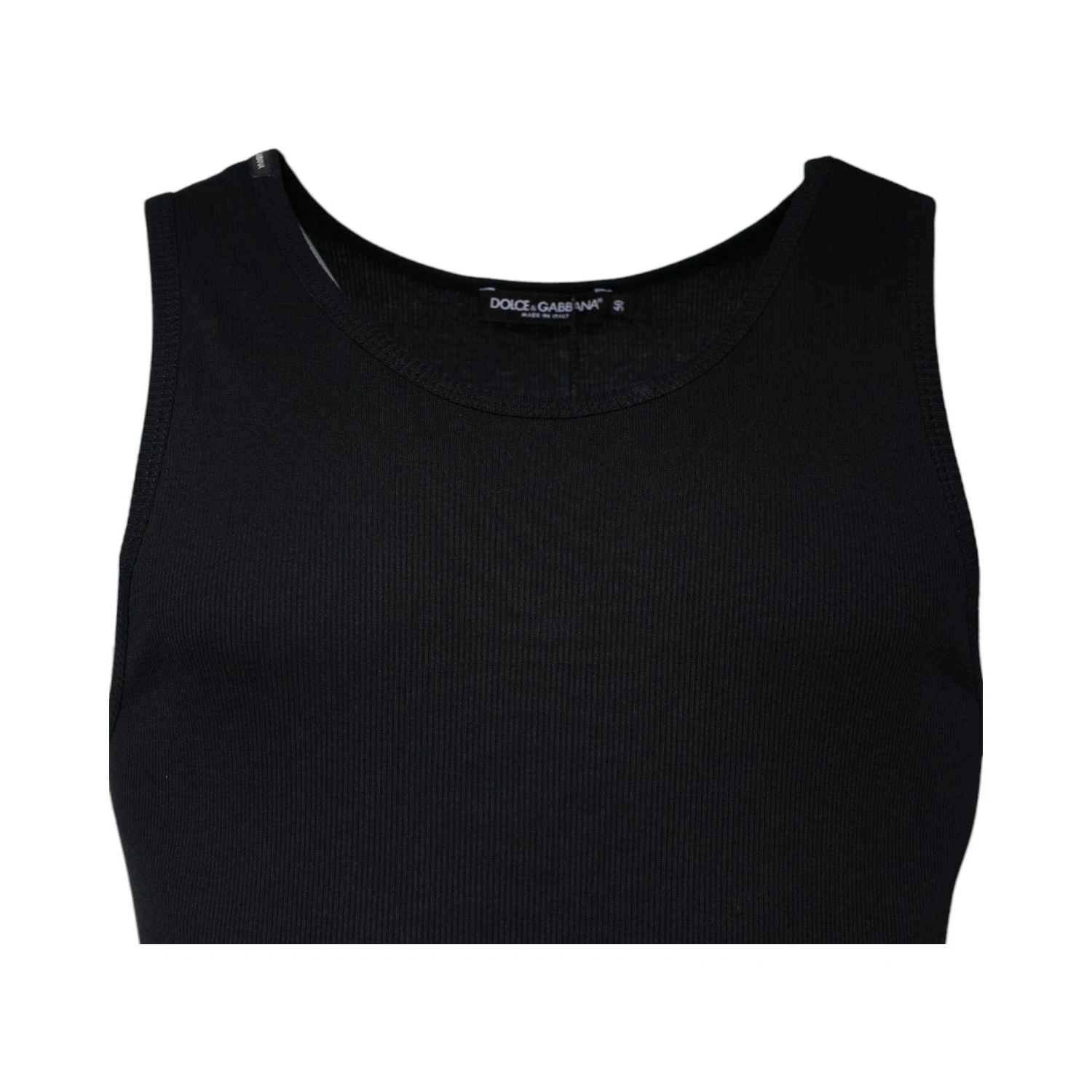 Black Cotton Sleeveless Round Neck Tank T-shirt