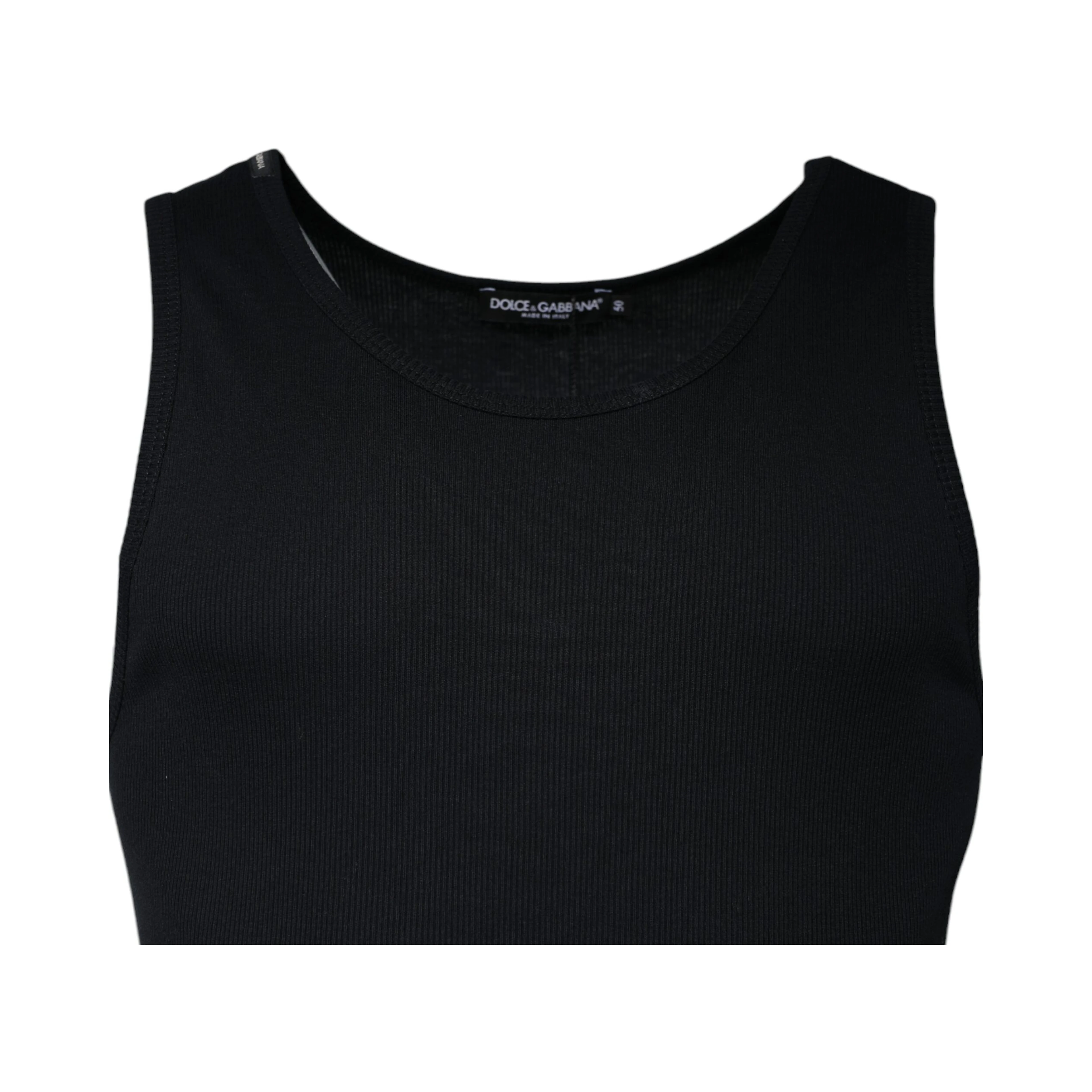 Black Cotton Sleeveless Round Neck Tank T-shirt