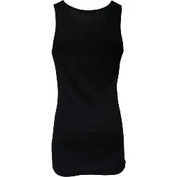 Black Cotton Sleeveless Round Neck Tank T-shirt