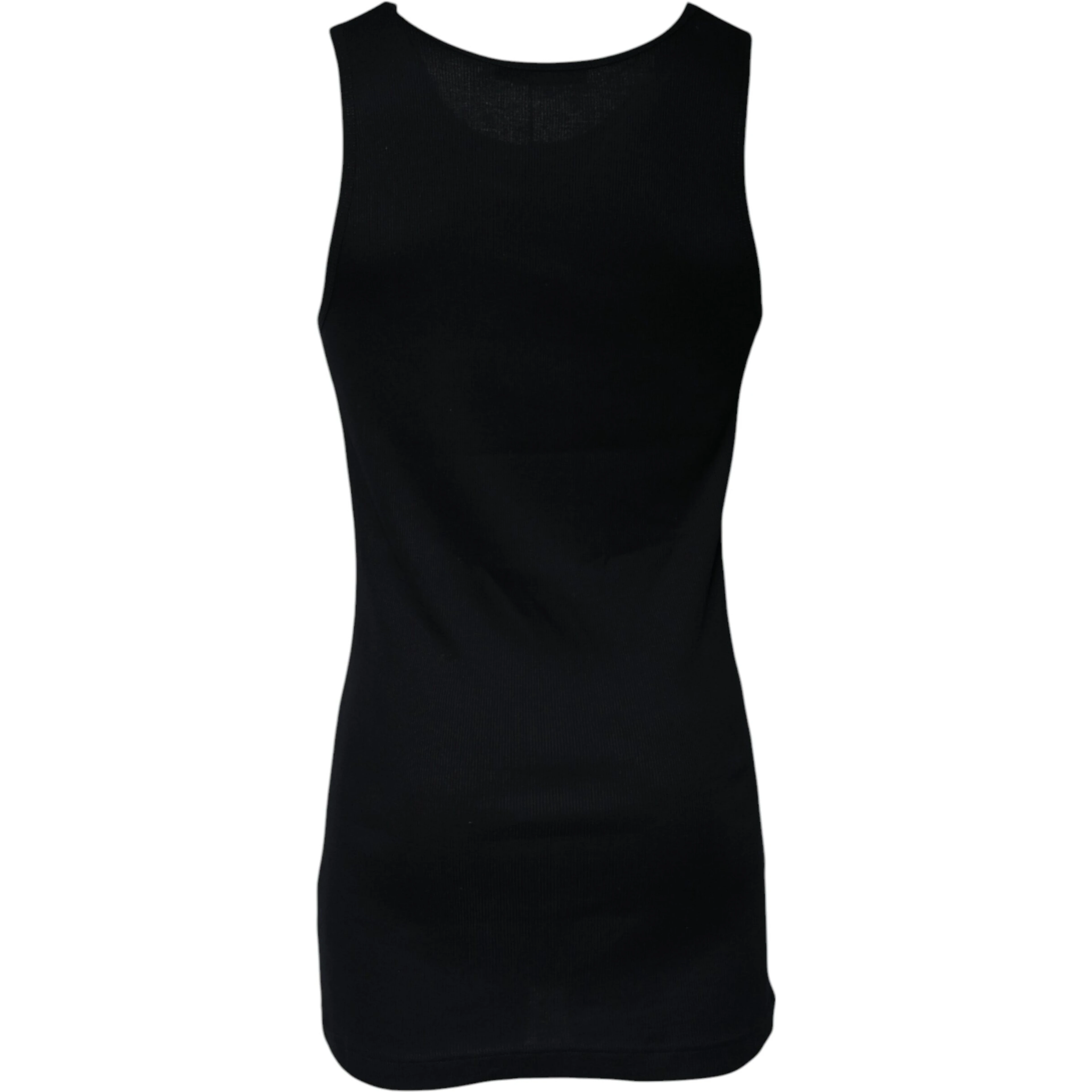 Black Cotton Sleeveless Round Neck Tank T-shirt