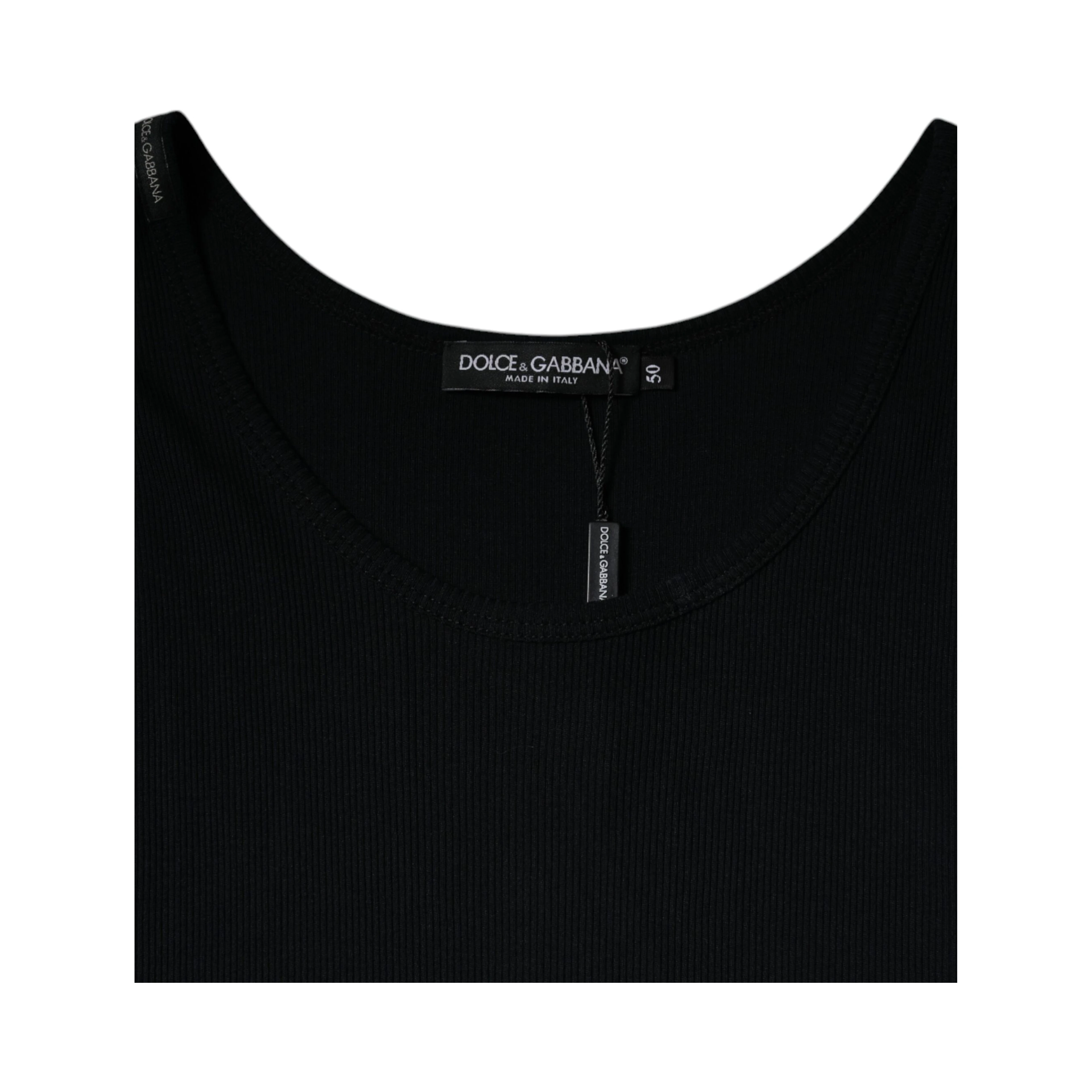 Black Cotton Sleeveless Round Neck Tank T-shirt