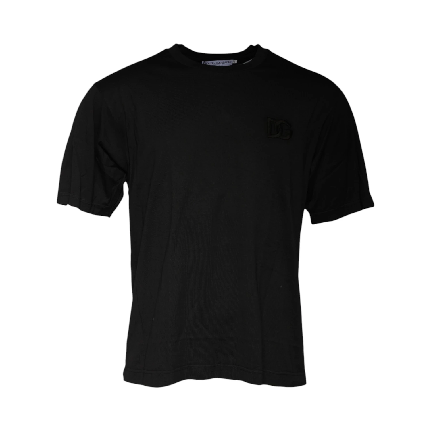 Black Cotton Crew Neck Short Sleeves T-shirt