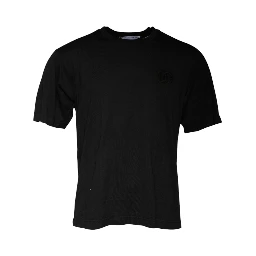 Black Cotton Crew Neck Short Sleeves T-shirt