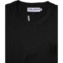 Black Cotton Crew Neck Short Sleeves T-shirt