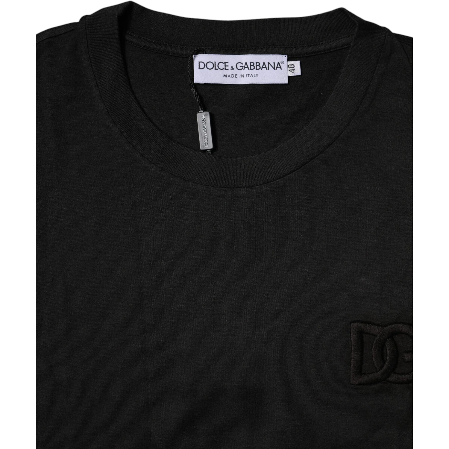 Black Cotton Crew Neck Short Sleeves T-shirt