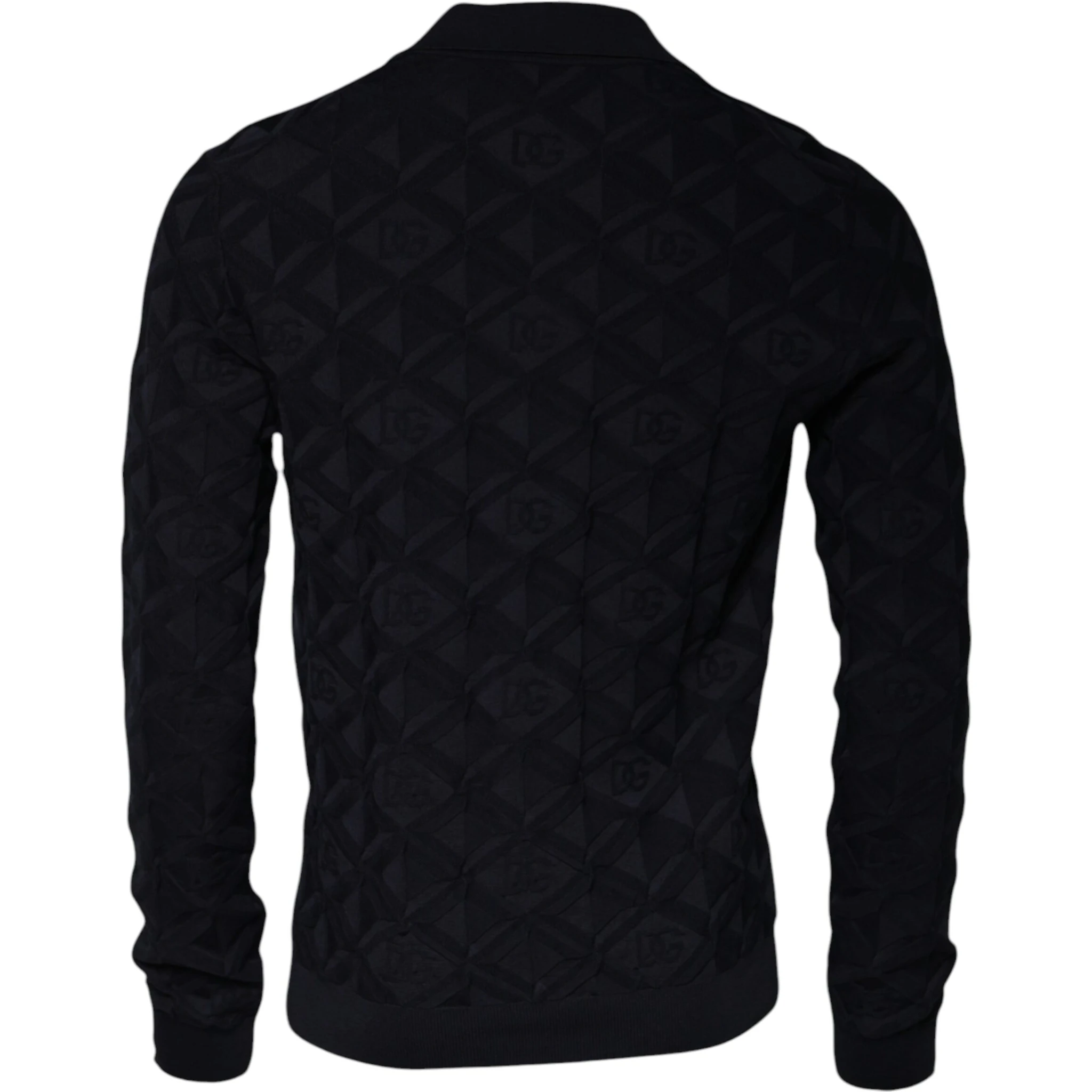 Black Silk Crew Neck Men Cardigan Sweater