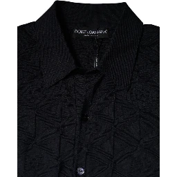 Black Silk Crew Neck Men Cardigan Sweater