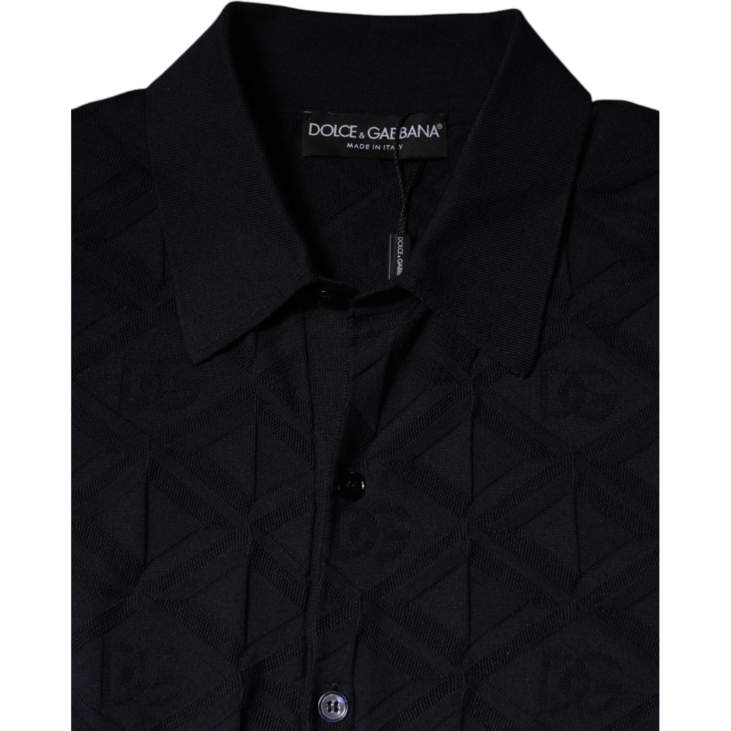 Black Silk Crew Neck Men Cardigan Sweater
