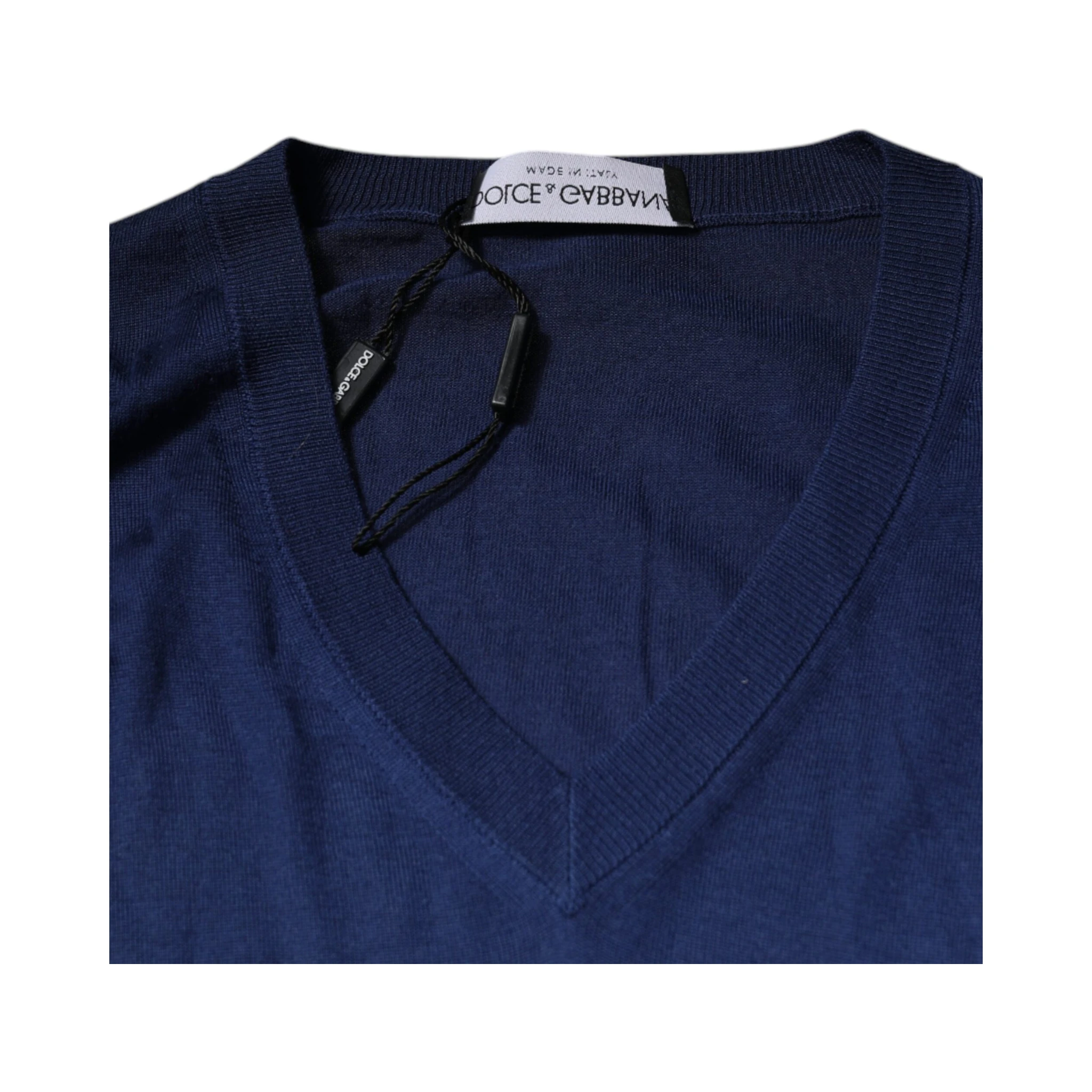 Navy Blue Cashmere V-neck Pullover Sweater