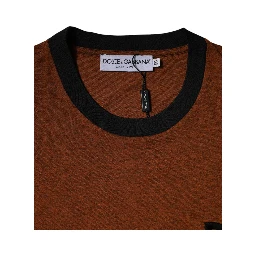 Brown DG Logo Polyester Crew Neck T-shirt