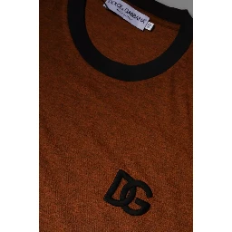 Brown DG Logo Polyester Crew Neck T-shirt