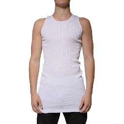 White Cotton Sleeveless Round Neck Tank T-shirt