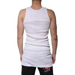 White Cotton Sleeveless Round Neck Tank T-shirt