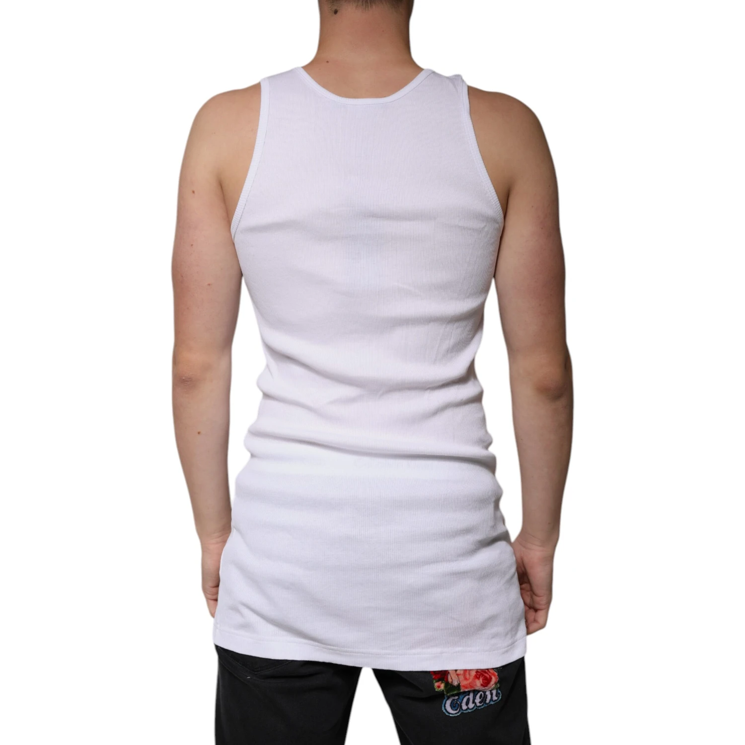 White Cotton Sleeveless Round Neck Tank T-shirt
