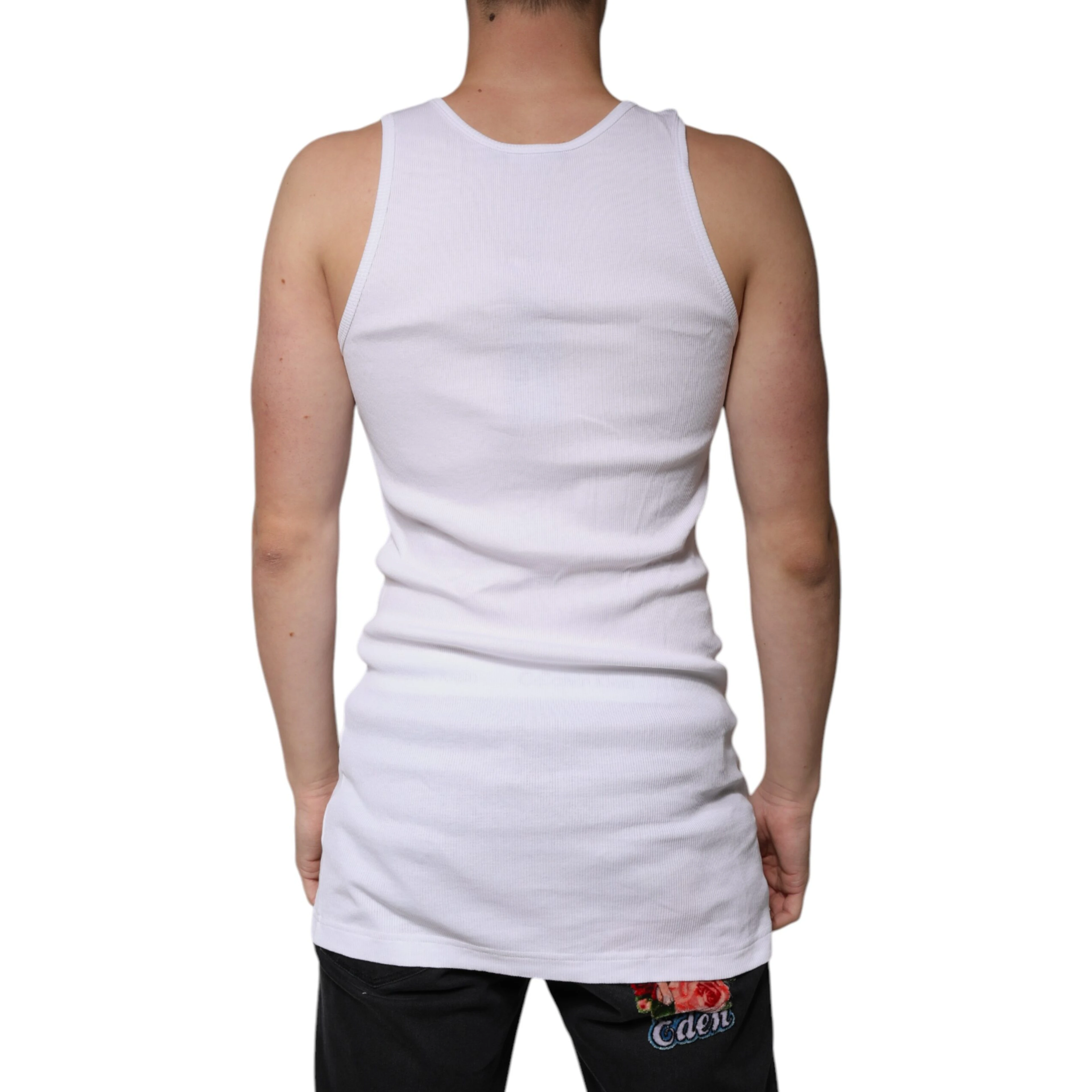 White Cotton Sleeveless Round Neck Tank T-shirt