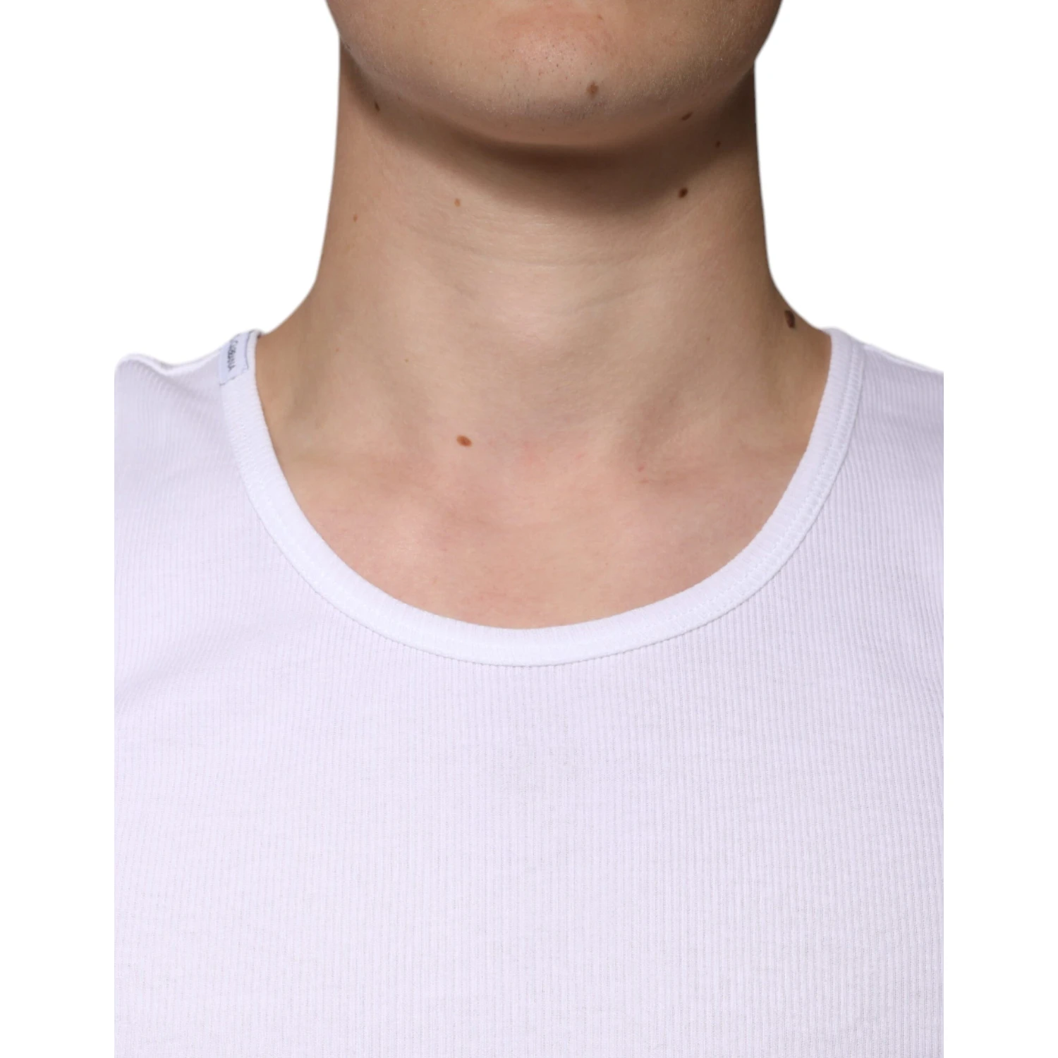 White Cotton Sleeveless Round Neck Tank T-shirt