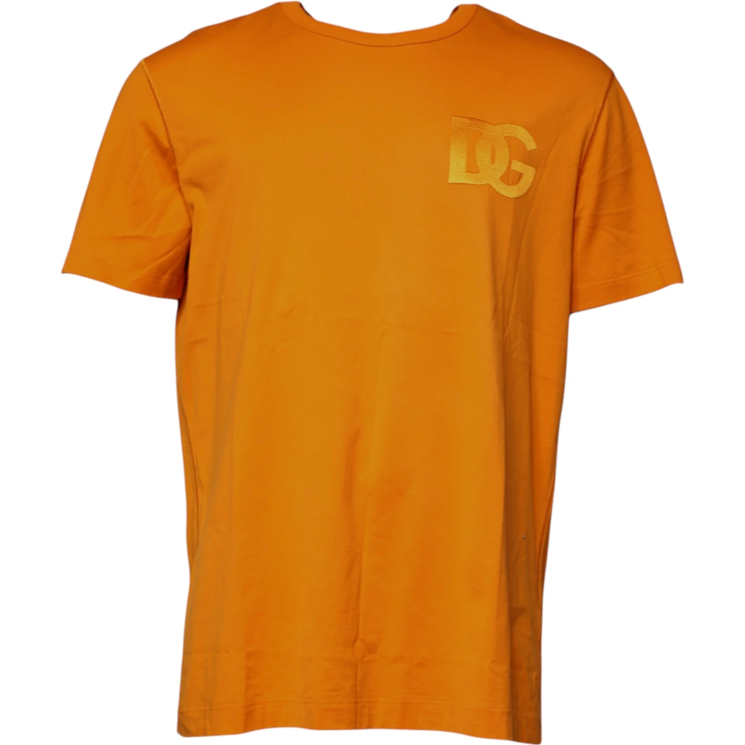Orange Logo Cotton Crew Neck T-shirt