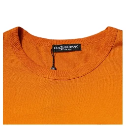 Orange Logo Cotton Crew Neck T-shirt