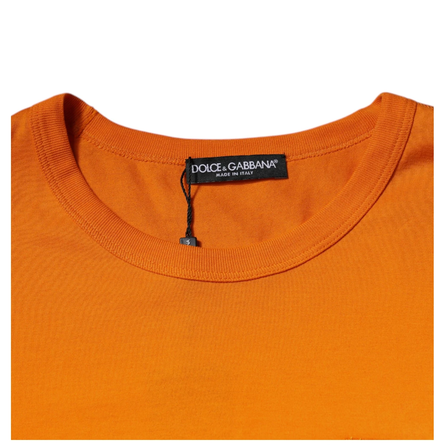 Orange Logo Cotton Crew Neck T-shirt
