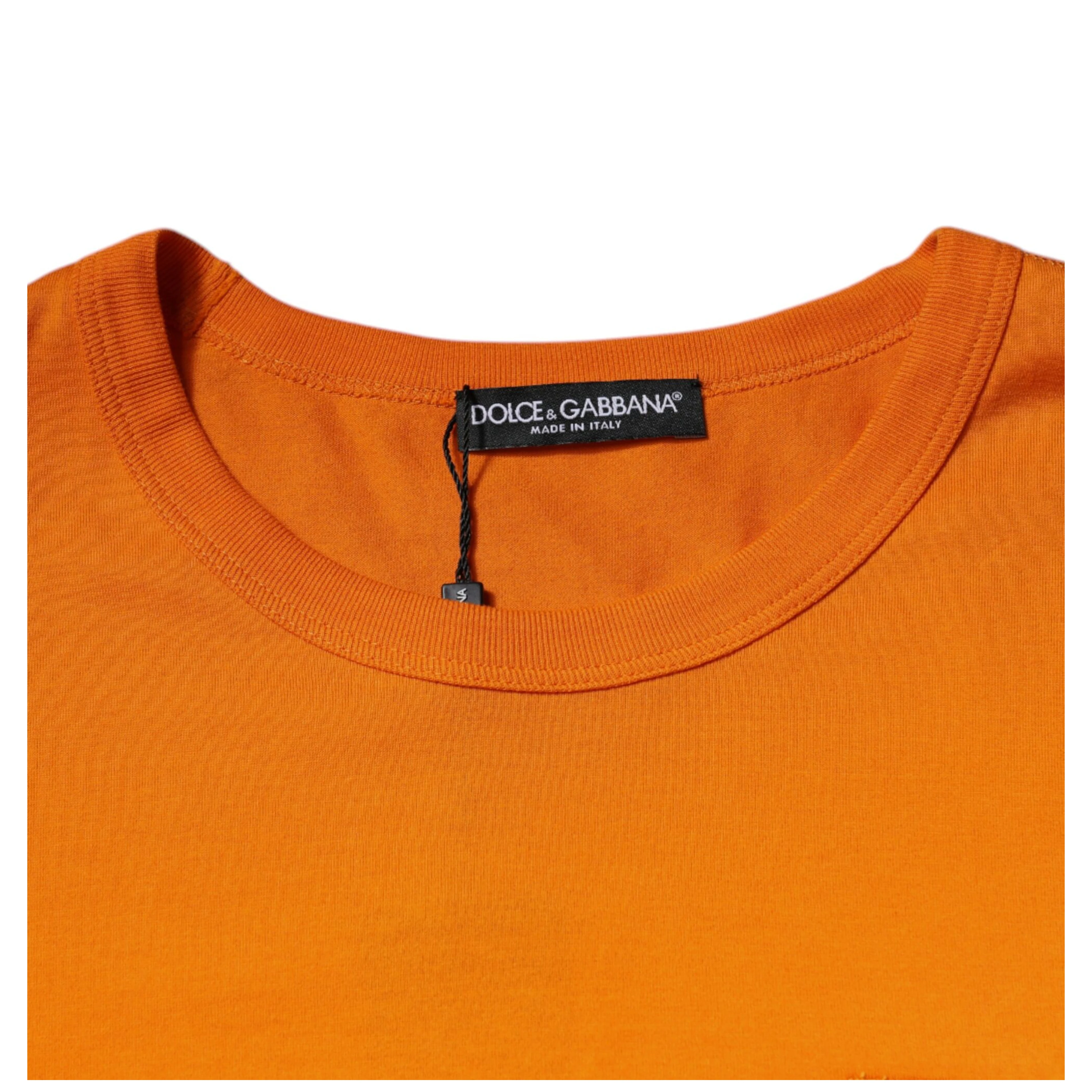 Orange Logo Cotton Crew Neck T-shirt