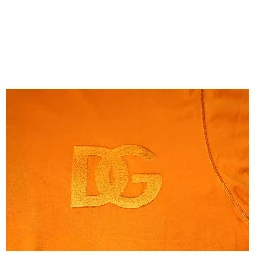Orange Logo Cotton Crew Neck T-shirt