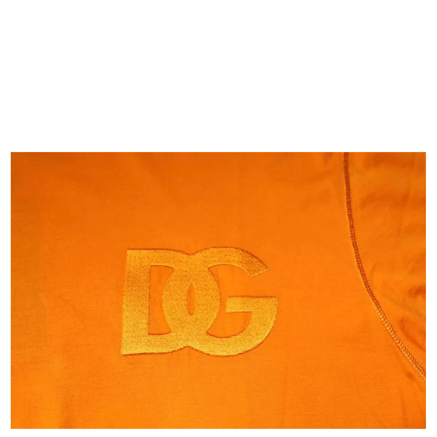 Orange Logo Cotton Crew Neck T-shirt