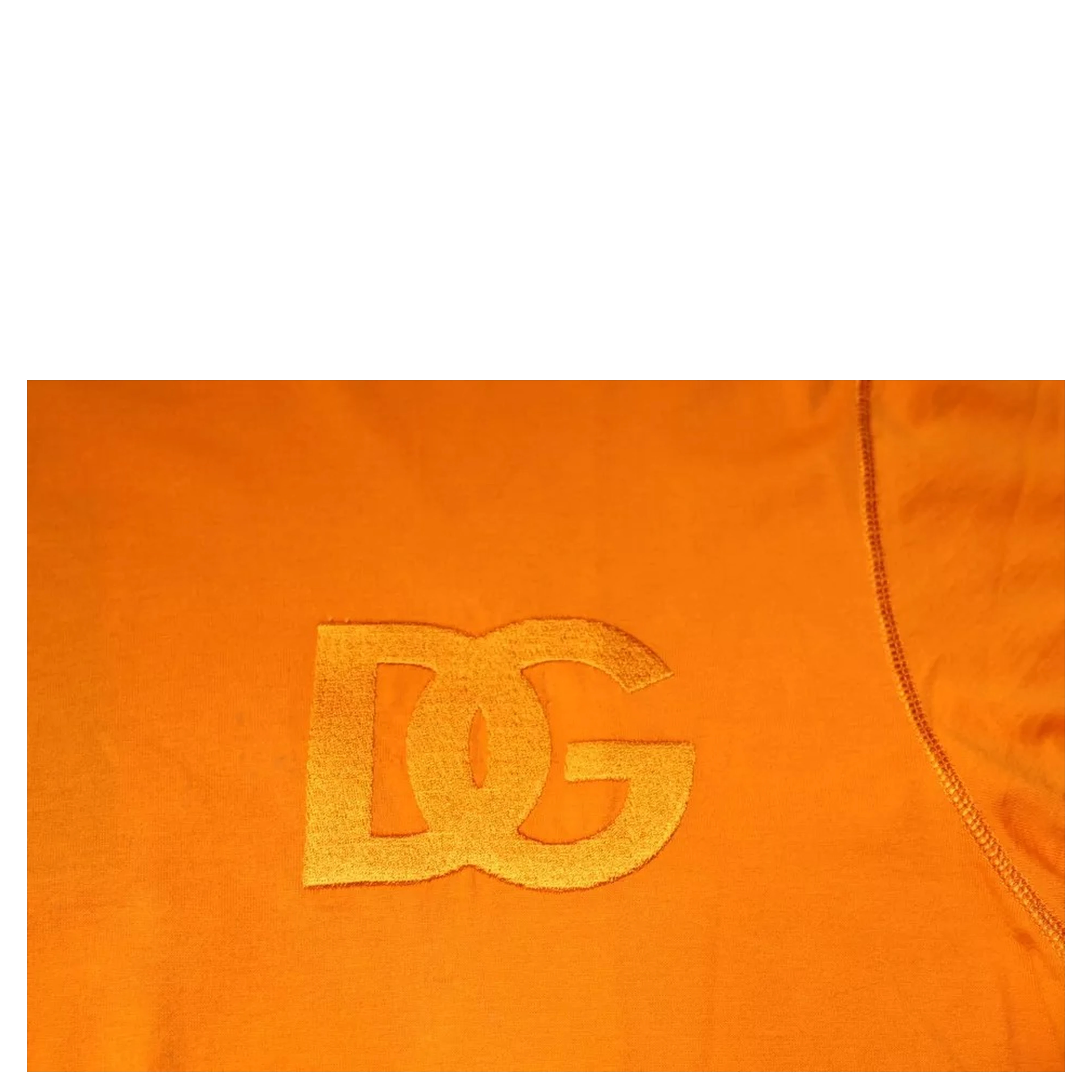 Orange Logo Cotton Crew Neck T-shirt