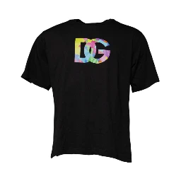 Black Logo Print Cotton Crew Neck T-shirt