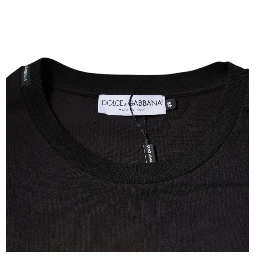 Black Logo Print Cotton Crew Neck T-shirt