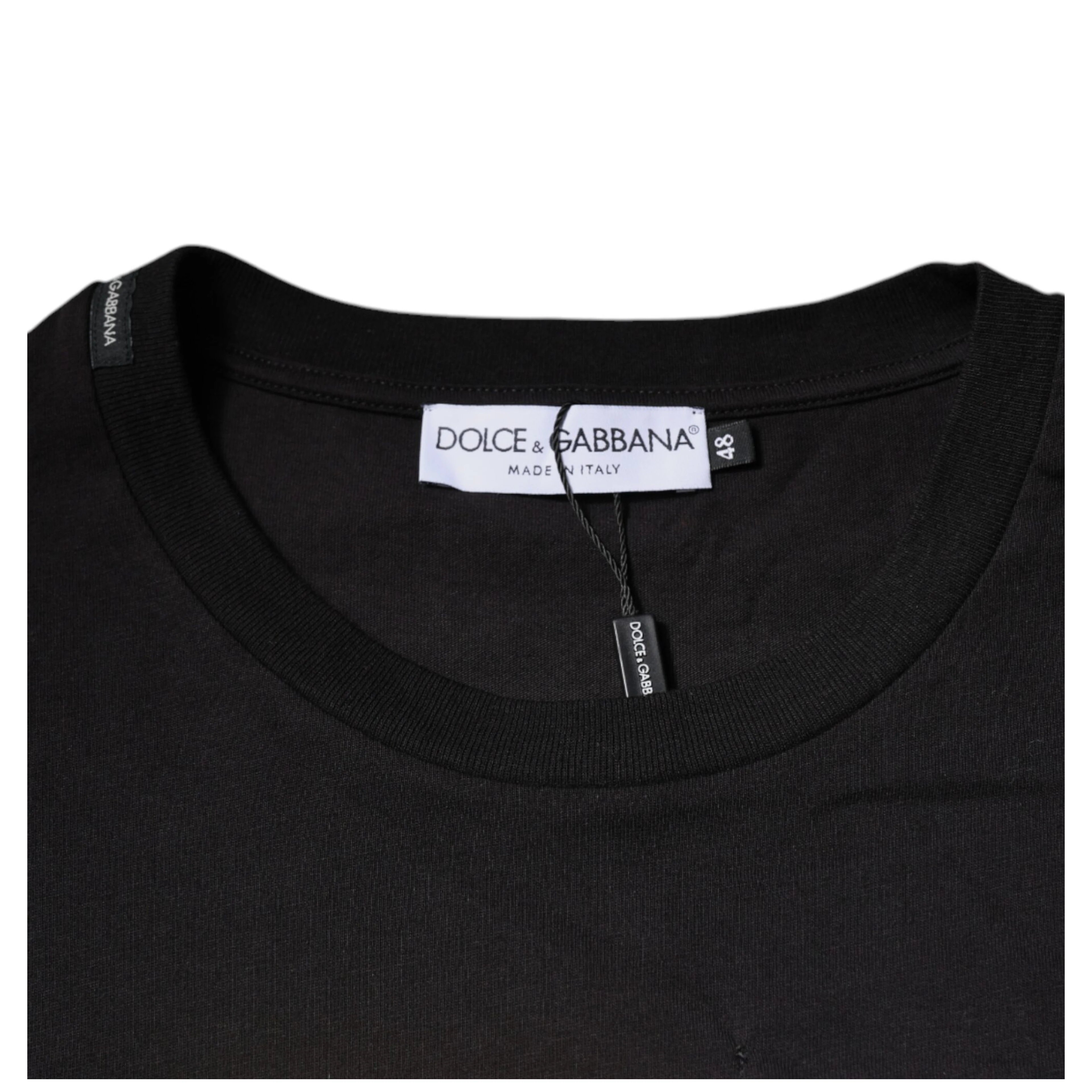 Black Logo Print Cotton Crew Neck T-shirt