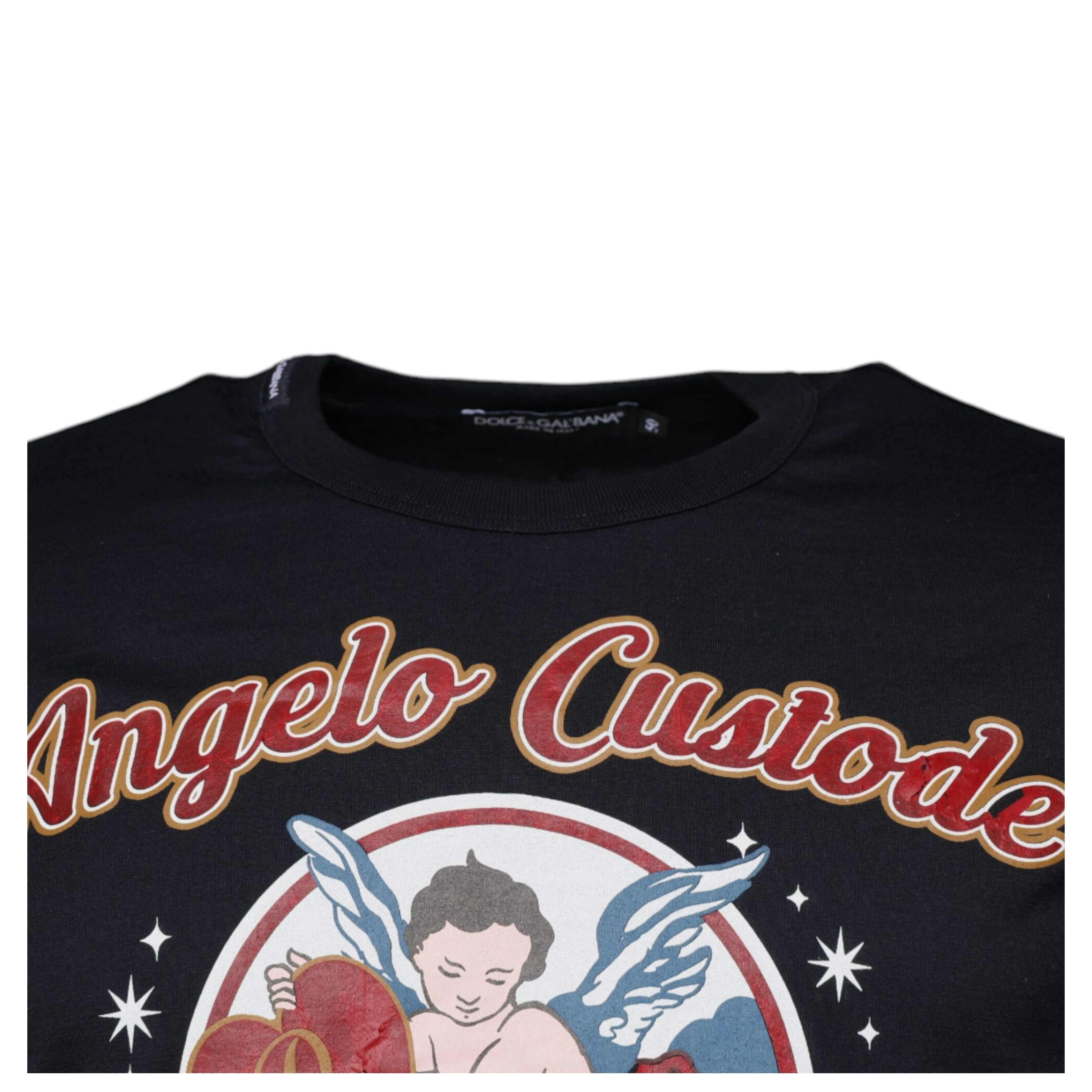 Blue Cotton Angel Print Short Sleeves T-shirt
