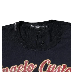 Blue Cotton Angel Print Short Sleeves T-shirt