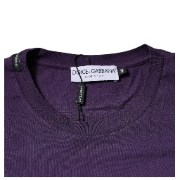 Violet Cotton Crew Neck Short Sleeve T-shirt