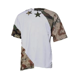 White Camouflage Cotton Crew Neck T-shirt