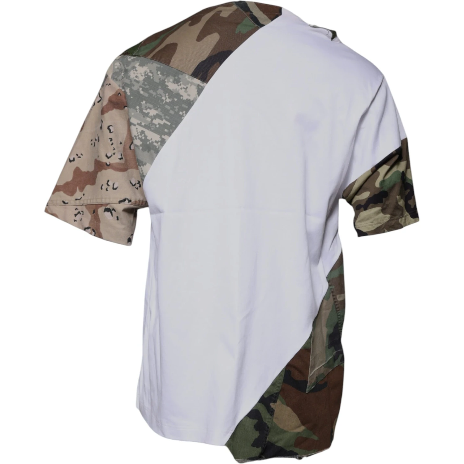 White Camouflage Cotton Crew Neck T-shirt
