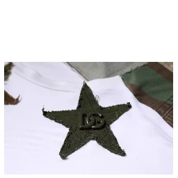 White Camouflage Cotton Crew Neck T-shirt