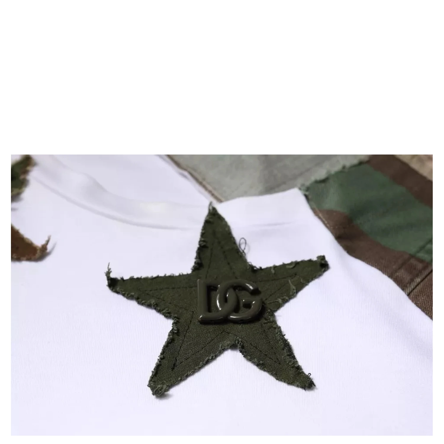 White Camouflage Cotton Crew Neck T-shirt