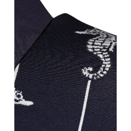 Dark Blue Sea Horse Collared Polo T-shirt