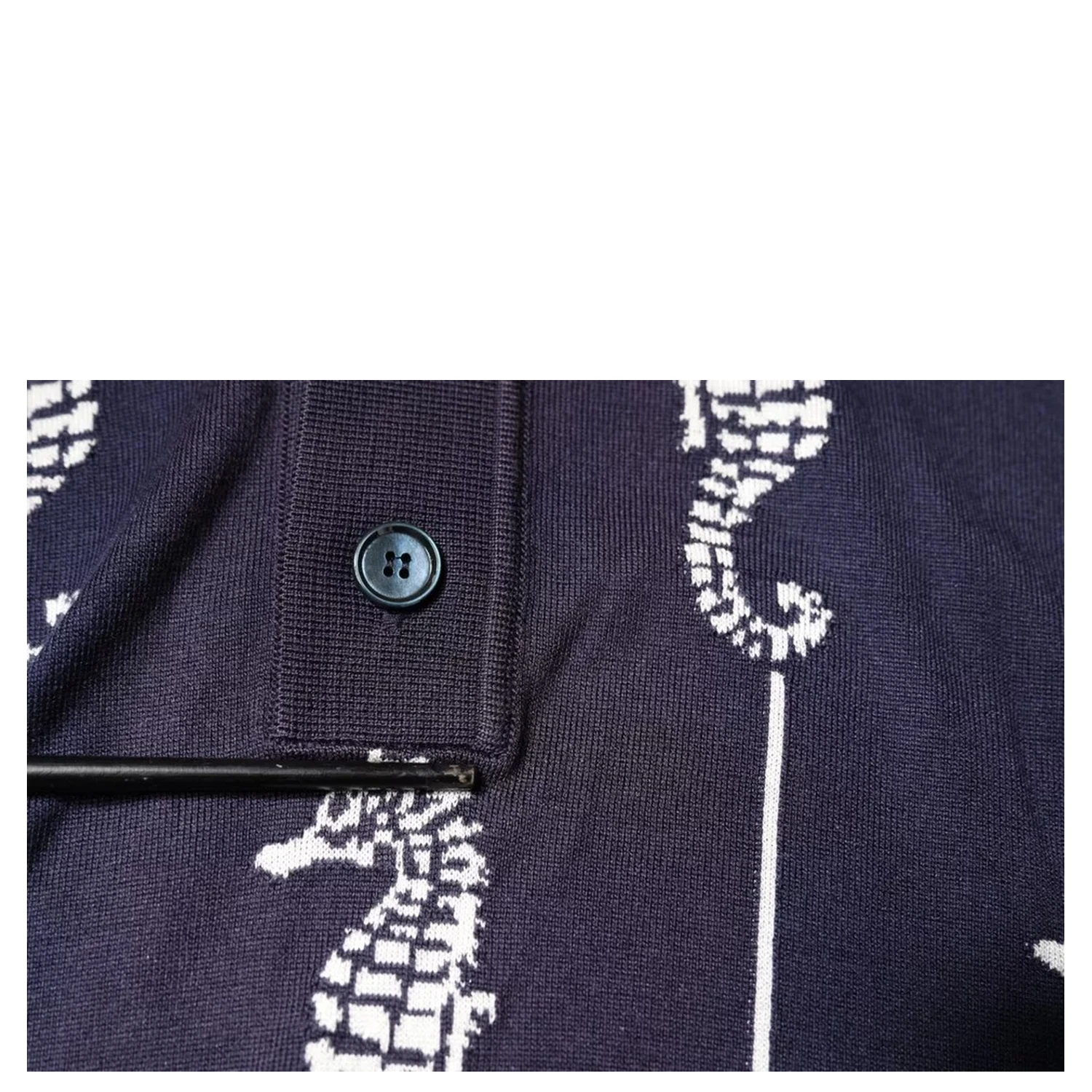 Dark Blue Sea Horse Collared Polo T-shirt