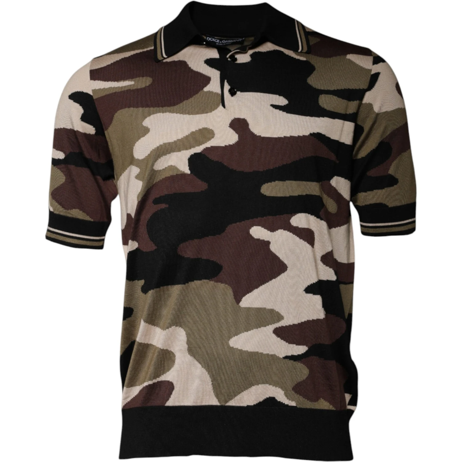 Multicolor Camouflage Collared Polo T-shirt