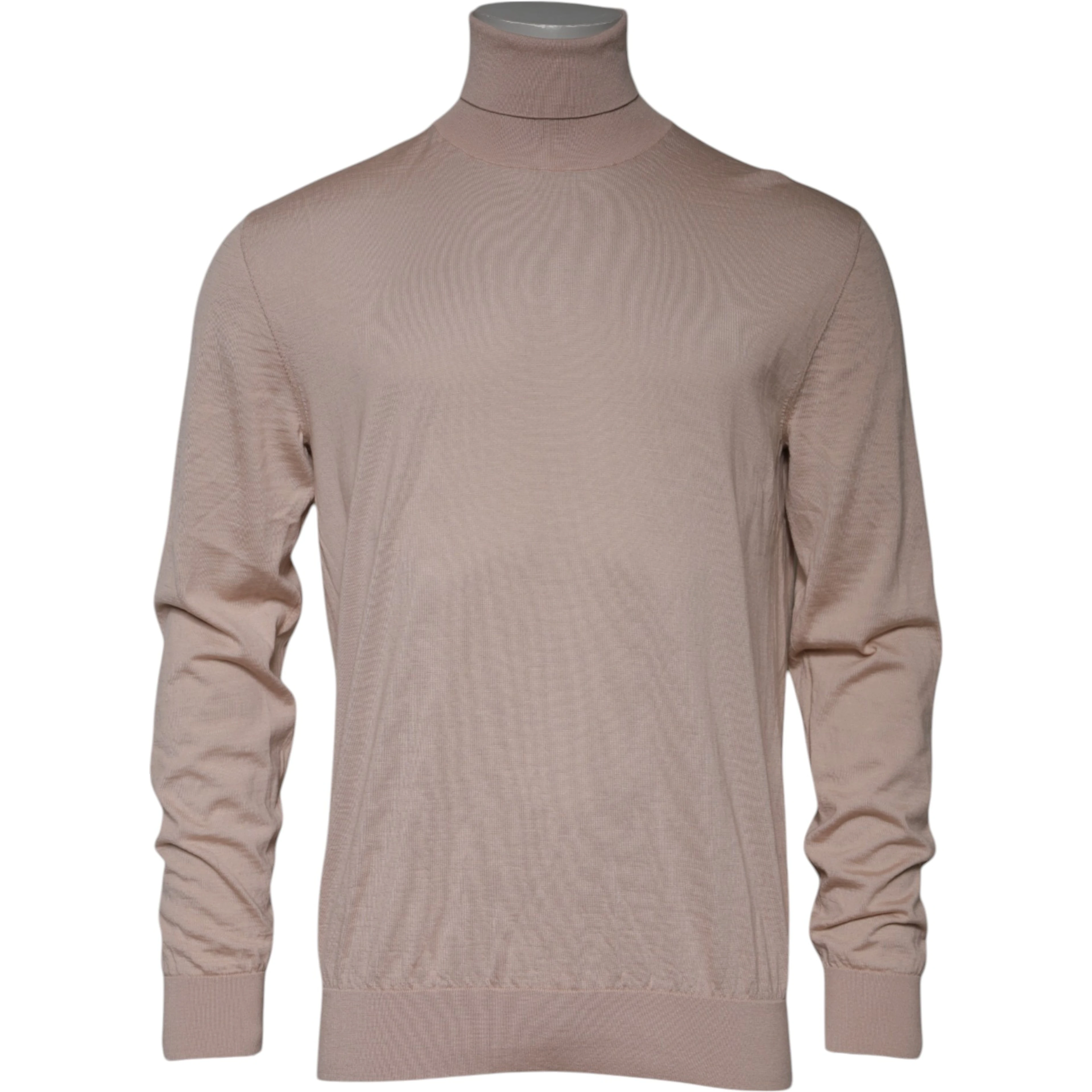 Beige Cashmere Turtleneck Pullover Sweater