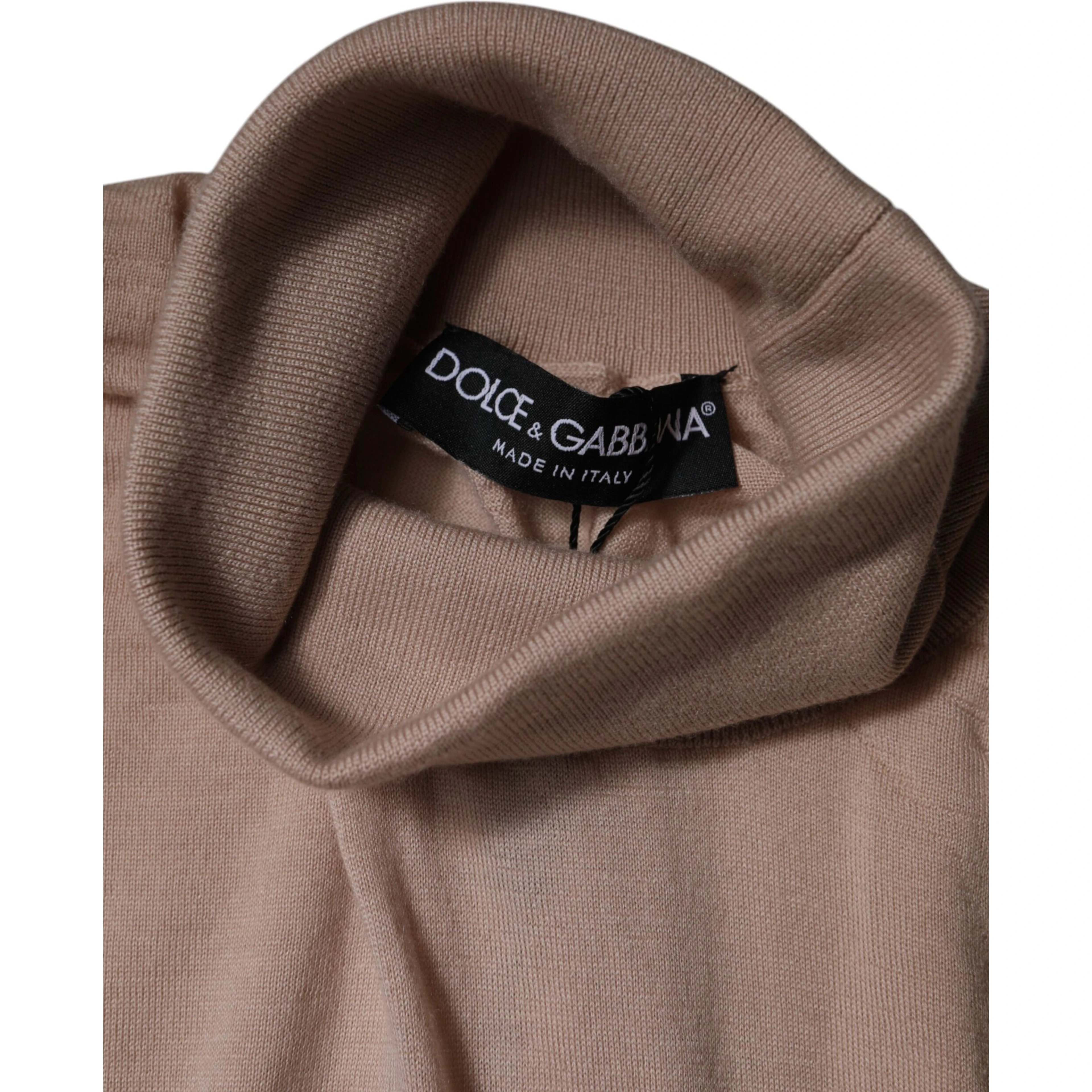 Beige Cashmere Turtleneck Pullover Sweater