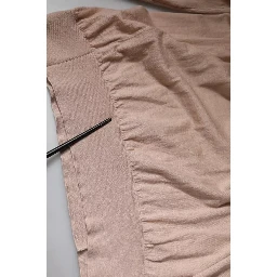 Beige Cashmere Turtleneck Pullover Sweater