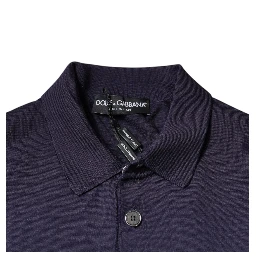 Blue Silk Collared Short Sleeves Polo T-shirt