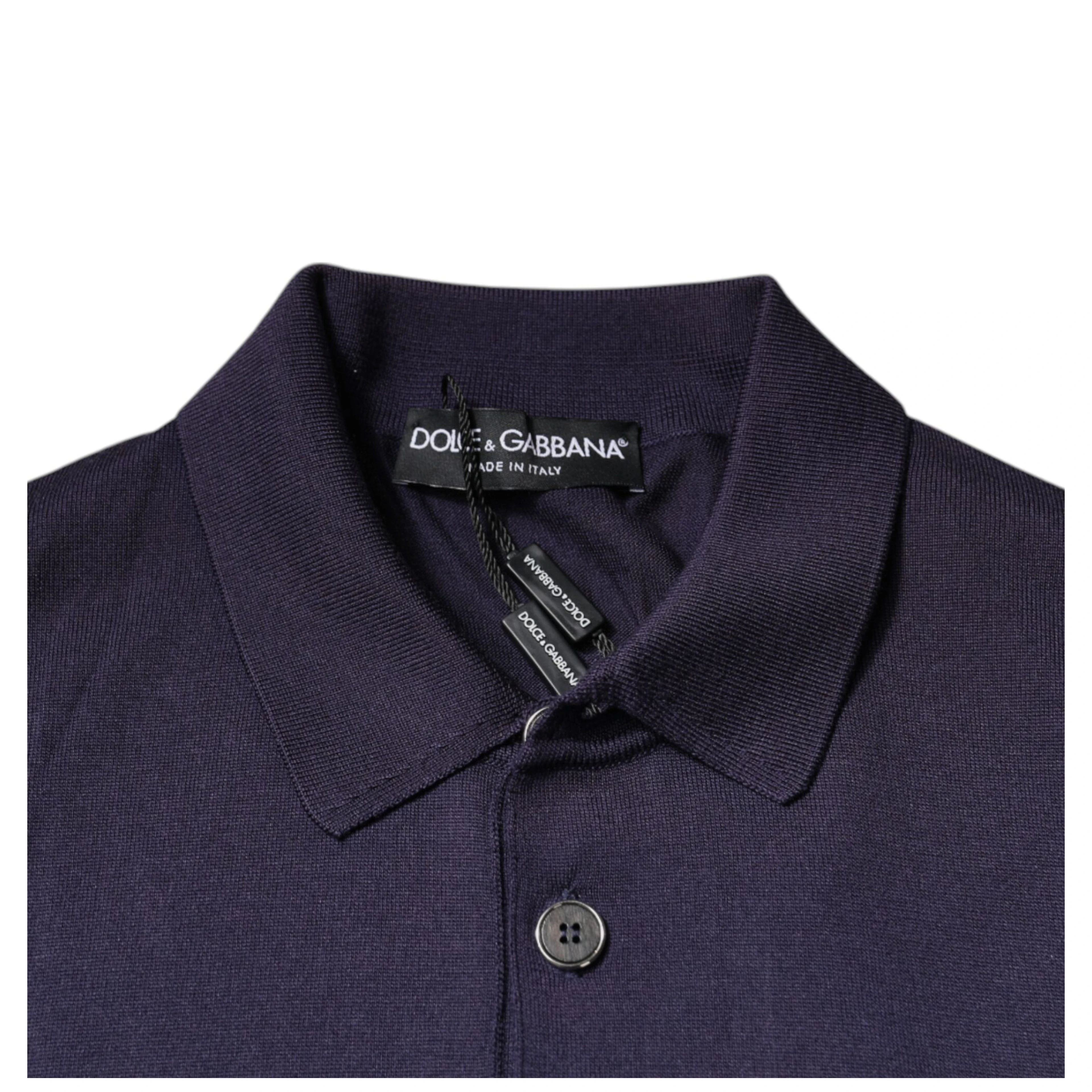 Blue Silk Collared Short Sleeves Polo T-shirt