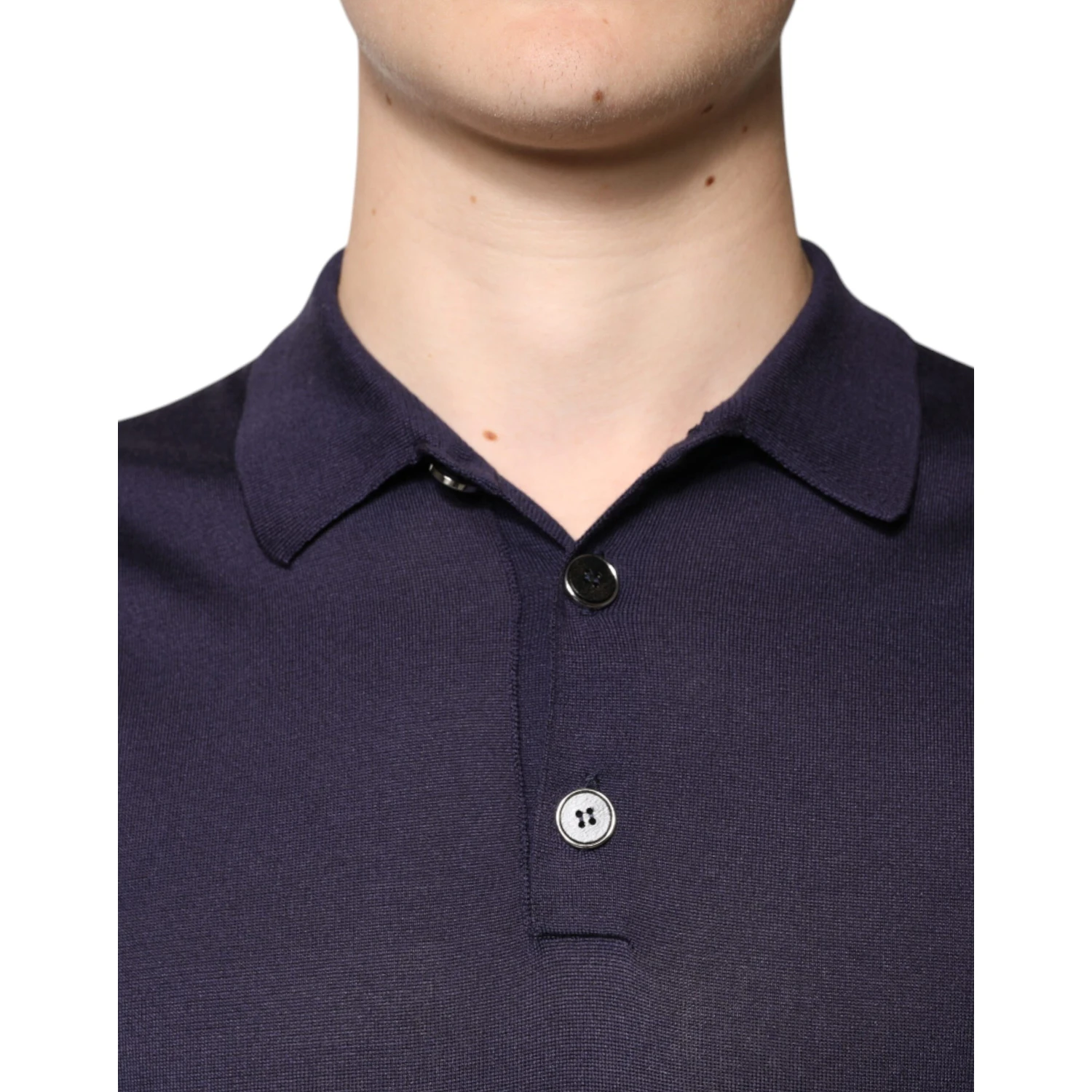 Blue Silk Collared Short Sleeves Polo T-shirt