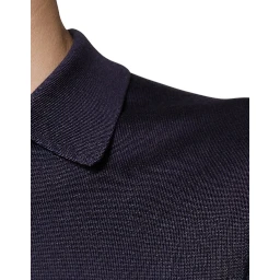 Blue Silk Collared Short Sleeves Polo T-shirt