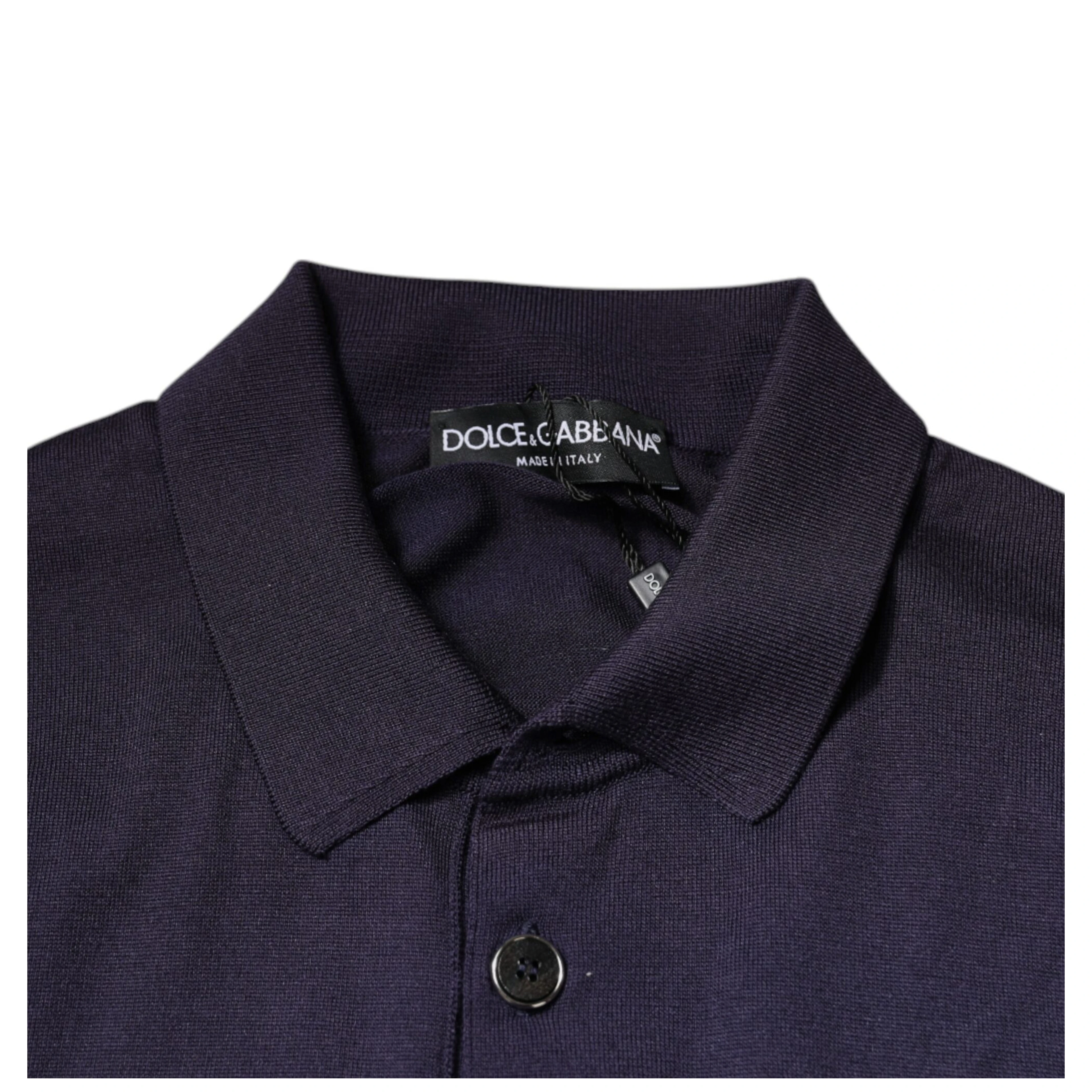 Blue Silk Collared Short Sleeves Polo T-shirt